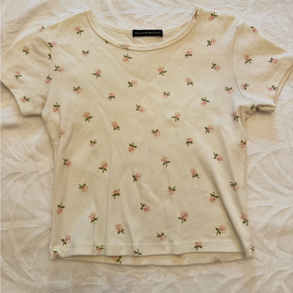 Brandy floral baby tee Melville 100 cotton crop cropped xs s extra small italy